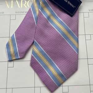 100% Silk Tie Thatcher Spring Woven Purple Pink Blue Yellow 56"